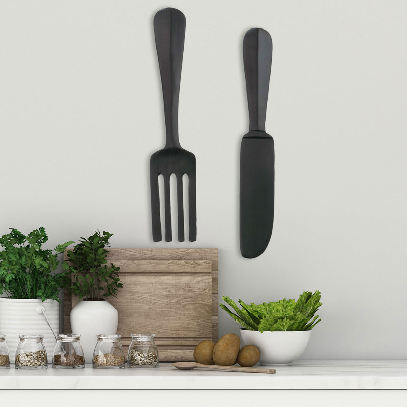 Red Barrel Studio® 2 Piece Kitchen Knife and Fork Wall Décor Set